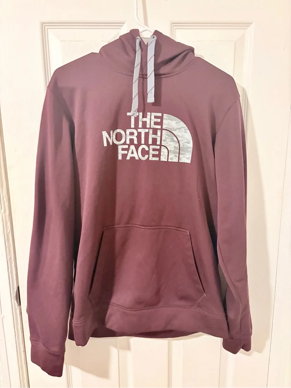 The North Face Men's Maroon Pullover Hoodie with Logo